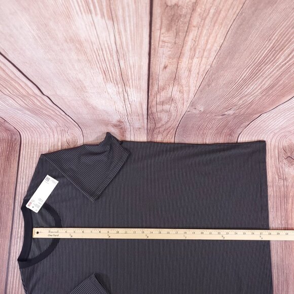 NWT Uniqlo AIRism Mens Large Cotton Blend Striped Crewneck SS T-Shirt Tee Gray - Picture 12 of 12